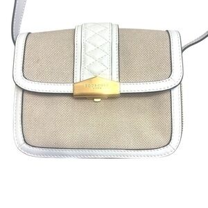 Bourchet canvas & white leather crossbody bag